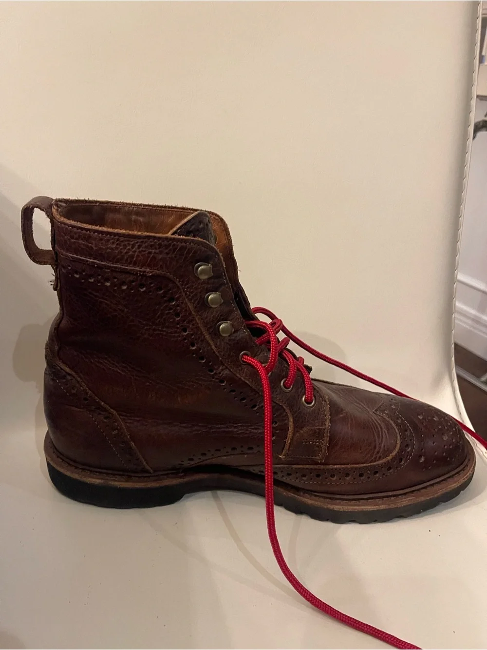 Allen Edmonds Long Branch Wingtip Boots Brown Leather Men’s 9.5 3E USA